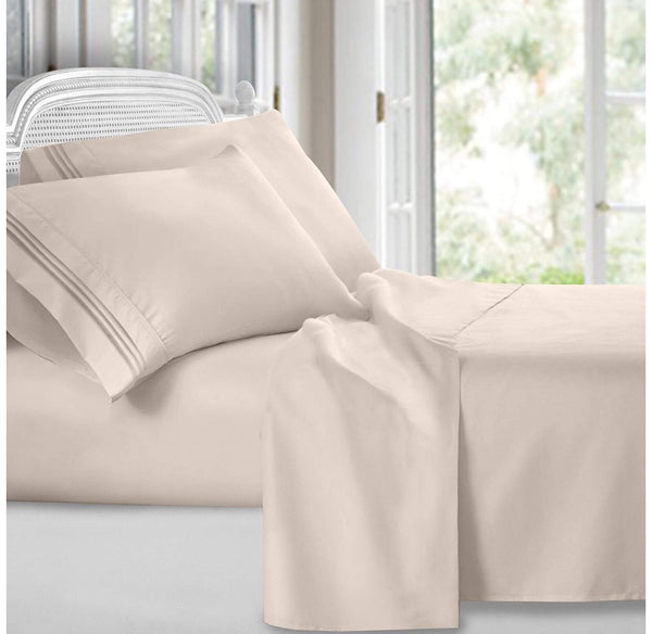 1,500 Thread-Count Cream Bed Sheets Set