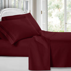 1,500 Thread-Count Burgundy Bed Sheets Set